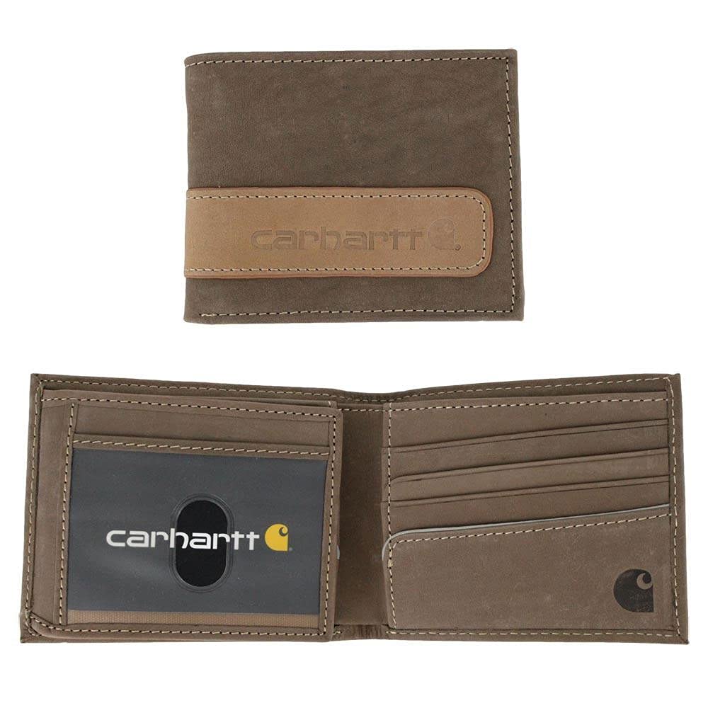 Carhartt Men's Billfold and Passcase Wallets, Durable Bifold Wallets, Available in Leather and Canvas Styles