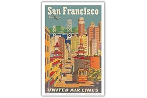 San Francisco - Cable Car in Chinatown Vintage Travel Poster
