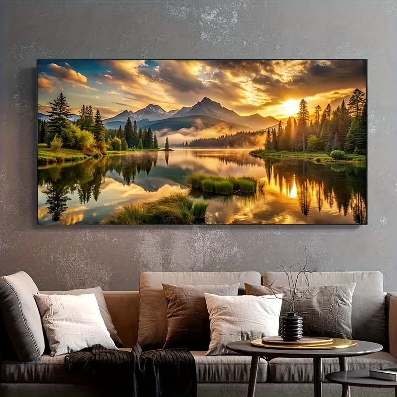 Toile murale paysage minimaliste de montagne enneigée 90x180 cm sans cadre pour chambre