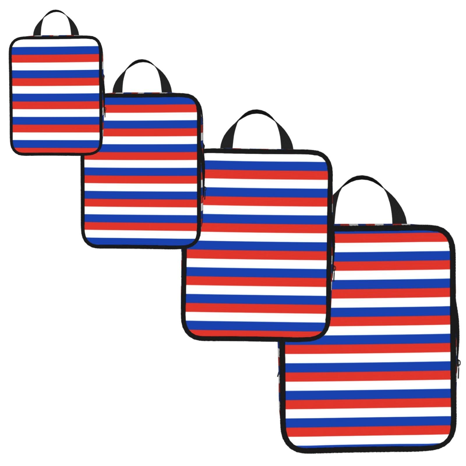 Russian flag Print 4 Set Compression Packing Cubes for Suitcases,Expandable Storage Bag Organizers