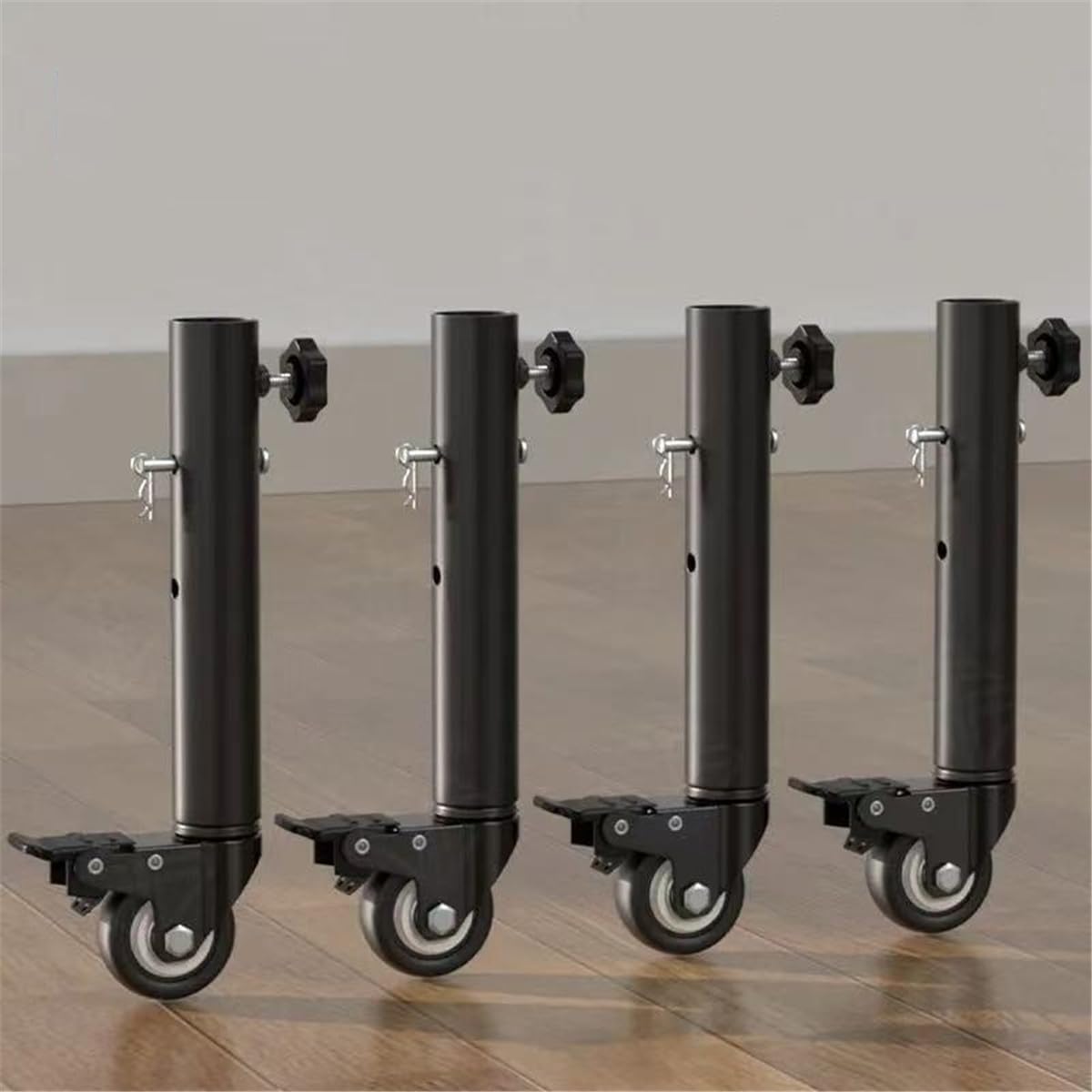 Multifunctional Metal Furniture Legs with Caster Wheels,4 Pack Heavy Duty Table Risers,Adjustable Table Leg Extenders,Desk Legs with Detachable Locking Casters