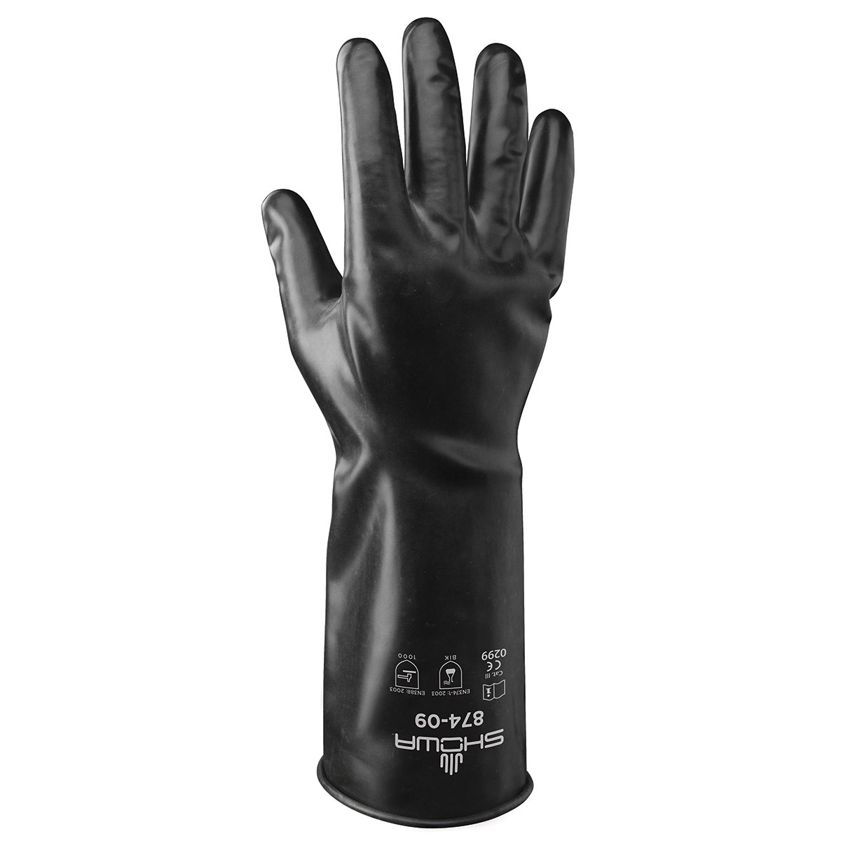 SHOWA 874 Butyl Chemical Resistant Safety Glove with Smooth Grip, Unlined, 14 mil Thick, 14" Length, XX-Large (1 Pair)