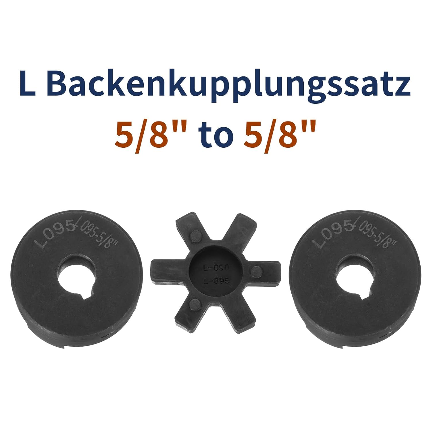 uxcell 5/8" to 5/8" L095 Flexible 3-Piece L-Jaw Coupling Coupler Set & Buna-N NBR Rubber Spider for Log Splitter Hybrid Equipment