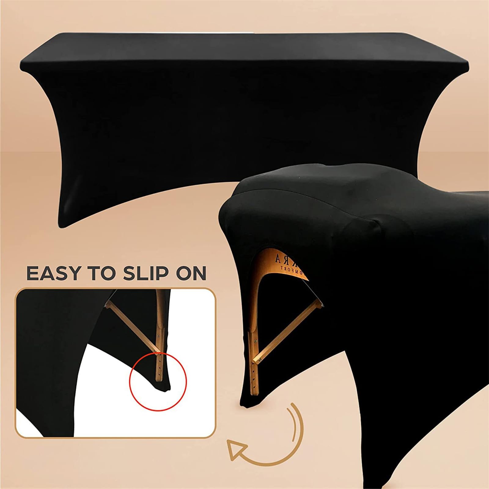 Highdi Sábana Bajera para Camilla de Masaje, Suave Elástica Sábana de Masaje Reutilizable para Camilla de SPA, Salón de Belleza,Funda para Camilla (6FT/183 * 76 * 74CM,Negro)