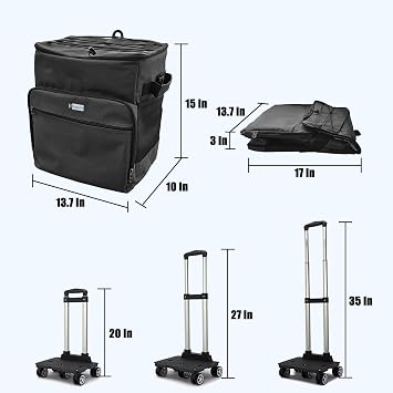 Cool Bag Portable Cooler on Wheels and Handle Large Foldable Cool Box Picnic Set for Beach Camping Travel