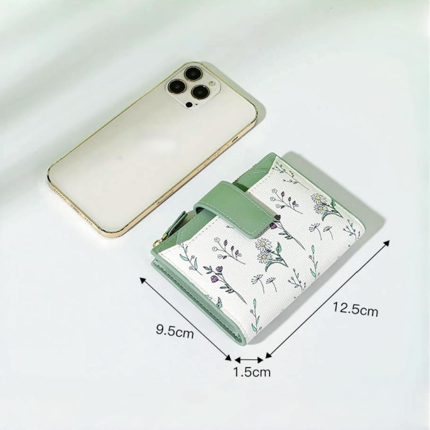 Small Wallets Women RFID Leather Bifold Card Holder Cute Flower Wallet for Women with Zipper Coin Pocket 3 ID Windows - Image 6