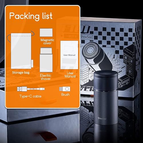 Miniatura 5 de Maquinilla de afeitar eléctrica para hombres, IPX7 impermeable, afeitadora de inducción para hombre, afeitadora eléctrica recargable para viajes,