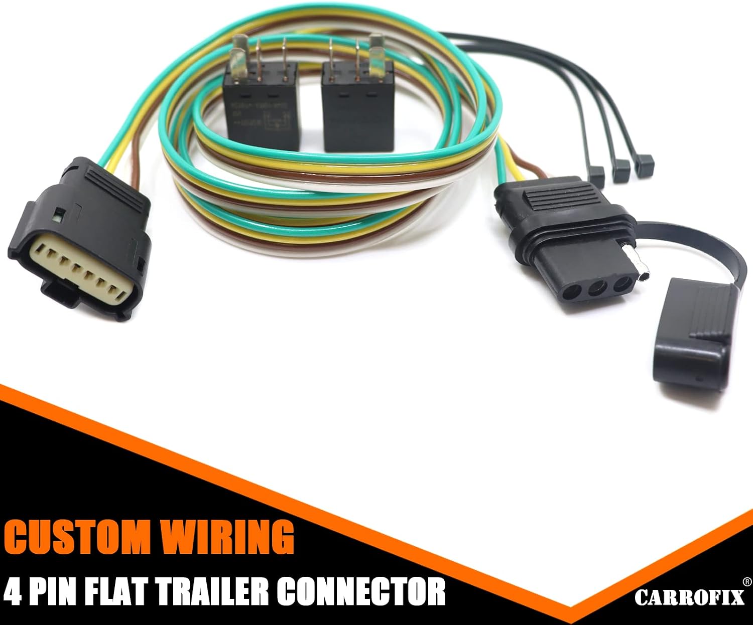 Custom Fit Vehicle-Side Wiring Harness with 4-Pole Flat Trailer Connector for Chevy Equinox/GMC Terrain