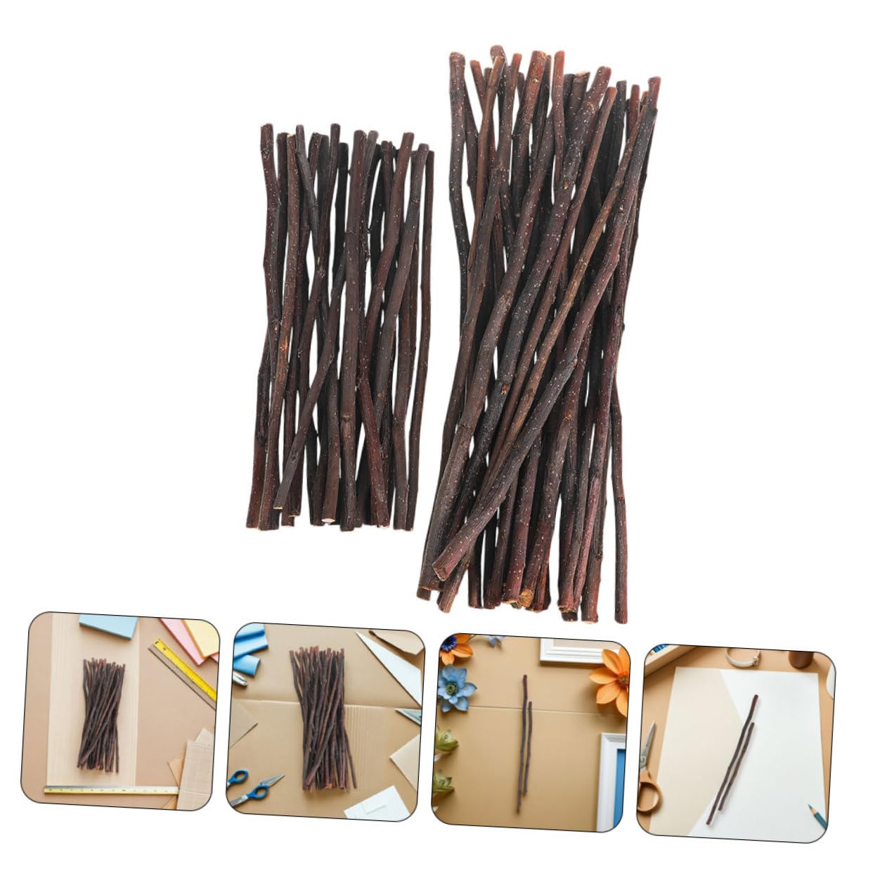 Hohopeti 60 Stück Handpolierte Naturholzstäbe Deko Zweige für DIY Bastelprojekte Rustikaler Holzstab Mix für Blumenarrangements Kränze Wohn und Hochzeitsdeko