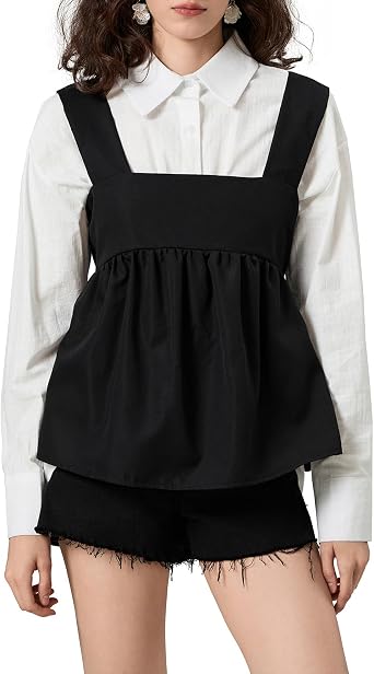 Women Y2k Going Out Tank Tops Gingham Square Neck Peplum Cami Tank Sleeveless Backless Shirt Bowtie Blouse Summer