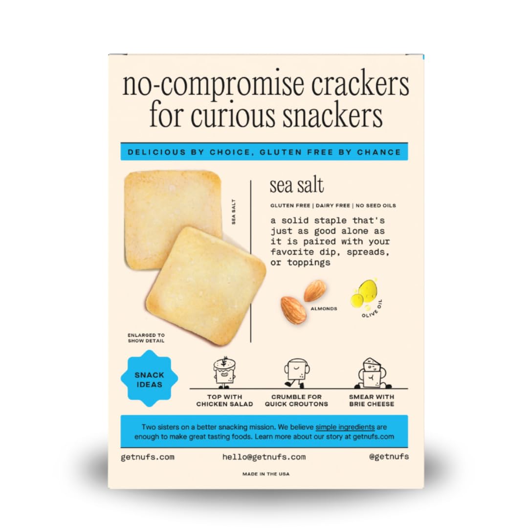 NUFS Sea Salt Crackers - Gluten Free, Dairy Free, No Seed Oils - Delicious healthy snacks, 4.25 oz (Pack of 6)…