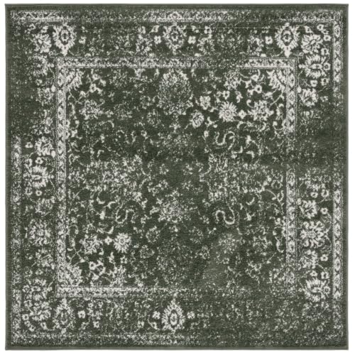 SAFAVIEH Adirondack Square Rug 6', Dark Green & Ivory ADR109Y