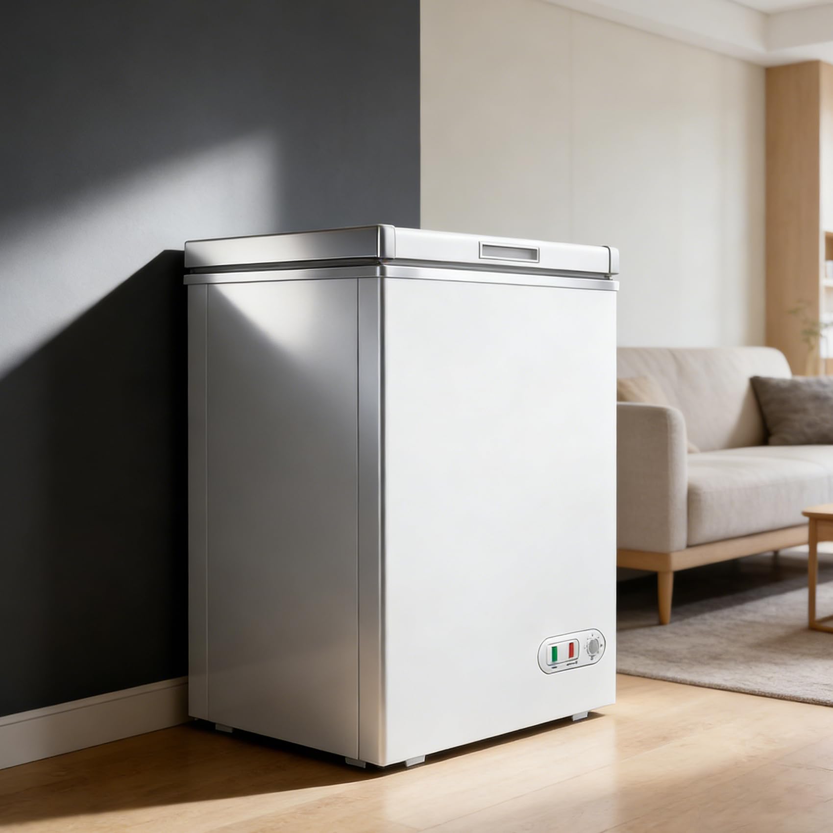 3.0 Cubic Foot Chest Freezer, Compact Deep Freezer with Adjustable 7-Stage Thermostat, Low Energy Small Chest Freezer for Apartment, Garage & Office, Quiet Mini Deep Freezer, Stainless Steel, White on Fridge.com