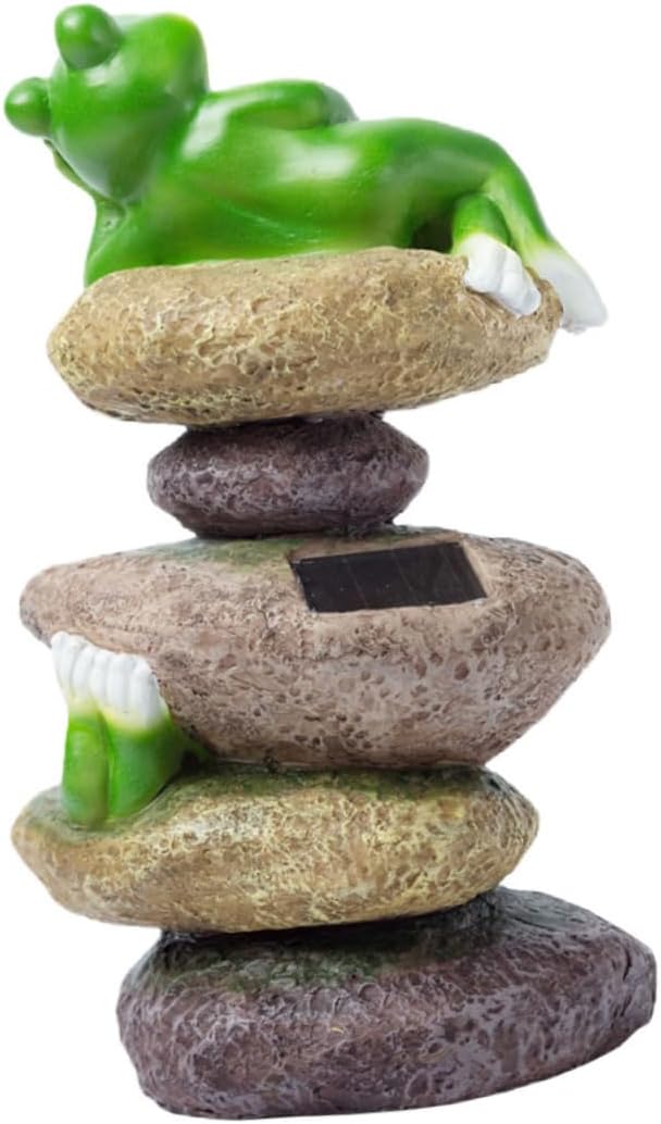 UPKOCH Garden Frog Solar Light Statue for Outdoor Decor Decorative Resin Frog Figurine Solar Lantern for Garden Yard and Patio Decoration