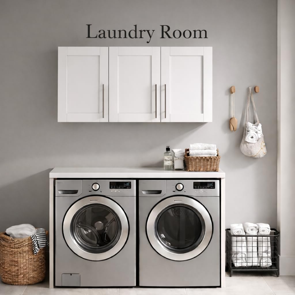 Laundry Room Cabinets Deep Kitchen Cabinet Wall Mounted Storage Cabinet 35.4" W White Shaker Wall Cabinet with Adjustable Shelf, Bathroom Wall Cabinet