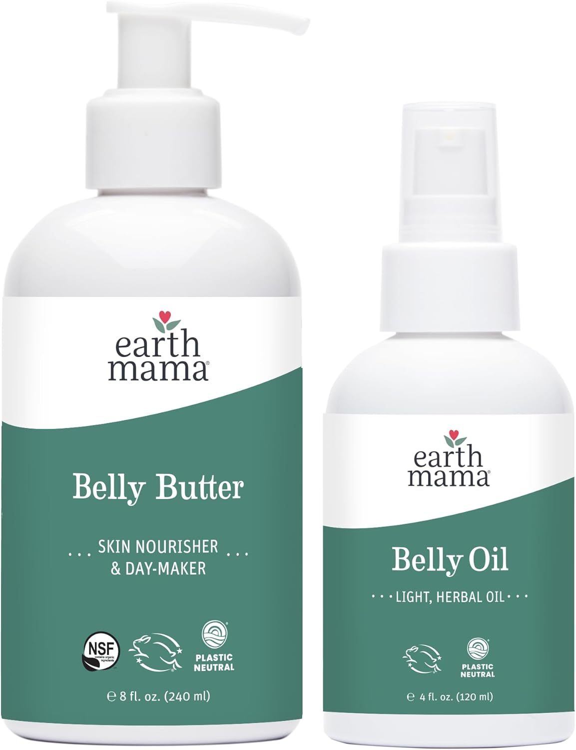 Earth Mama Belly Butter & Belly Oil Bundle for Dry, Stretching Skin | Moisturize + Encourage Skin's Natural Elasticity During Pregnancy & Beyond, 8-Fluid Ounce & 4-Fluid Ounce