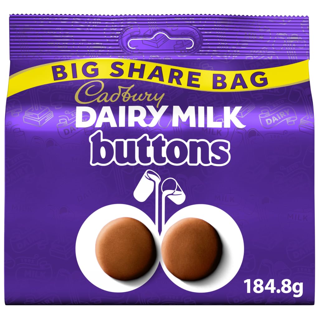 Dairy Milk Giant Buttons Chocolate Big Share Bag, 184.8 g (Pack of 1)