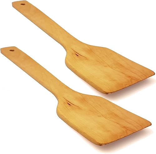 Miniatura 1 de Espátula de madera para mezclar y cocinar, juego de espátulas de cocina de madera, ideal para volteador, paquete de 2