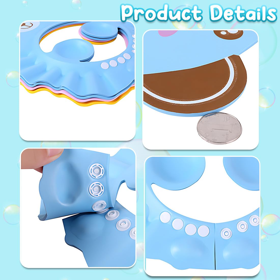 2 Pezzi Cappello Doccia Neonato, Cuffia Da Doccia Bambino Regolabile Visiera Cuffia Da Bagno,Cappello Da Bagno Bebe,Cappello Da Bagno Per Bambini Protezione Degli Occhi E Viso Shampoo