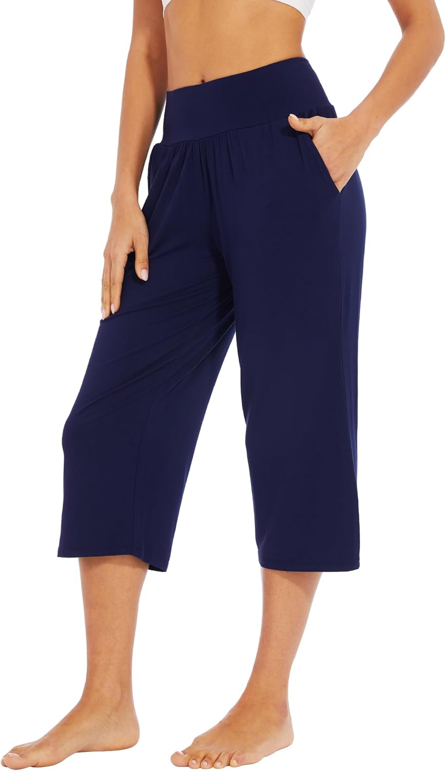 WiWi Viscose from Bamboo Soft Capri Yoga Loose Pants for Women High Waisted Comfy Pjs Capris Lounge Pajama Bottoms S-XXL - Image 3