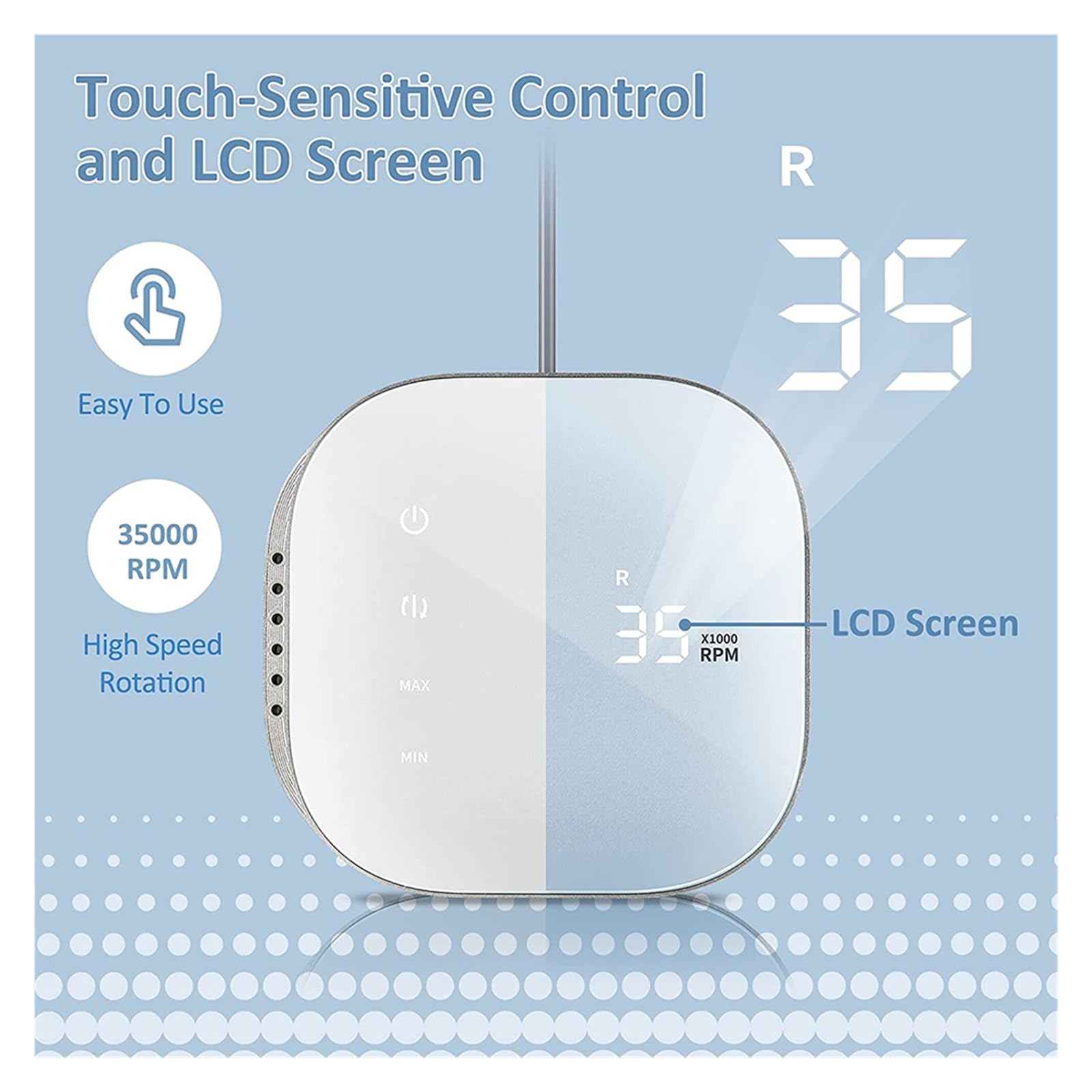 Trapano elettrico per unghie, macchina per manicure con controllo sensibile al tocco e schermo LCD, trapano per unghie 35000 giri/min, lima elettrica per unghie in gel acrilico, strumenti