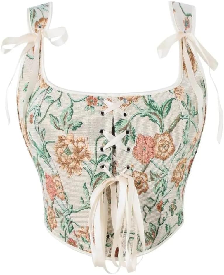 Printed shoulder strap adjustable women's tight corset