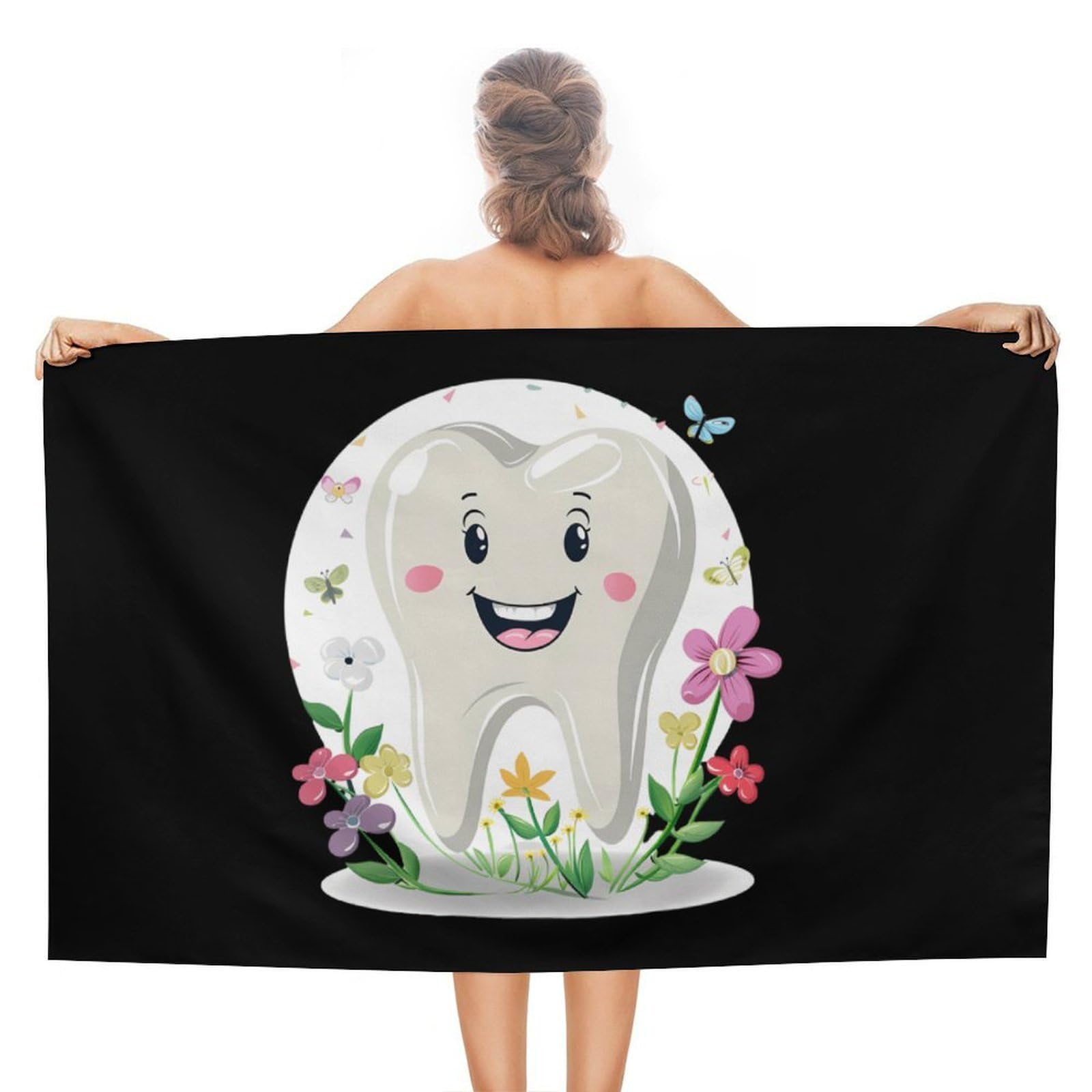 CGSBNGHA Dentist Dental Assistant Oral Hygienist Tooth Flower Beach Towels Soft Bathroom Bath Pool Swim Towels for Women Men