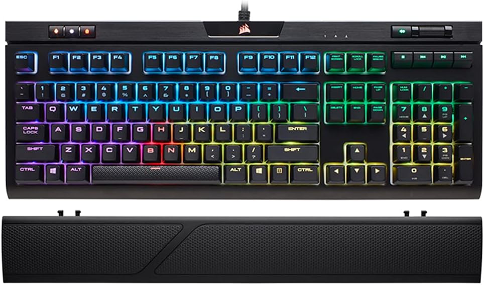 New Ergonomic Memory Foam, Polyester Wrist Rest for Corsair K70 RGB MK.2 Mechanical Gaming Keyboard (Black, Minimalist Style)