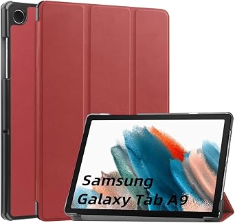 Samsung Galaxy Tab A9 Tablet Case SM-X110/X115/X117 8.7 inch, PU Leather Case, Smart Case, Galaxy Tab A9 Cover, Tri-Fold Bracket Function, Beautiful, Ultra Lightweight, Ultra Thin, Shockproof, Dustproof, Scratchproof, Anti-Fingerprint, Full Protective Cover, Galaxy Tab A9 Case Winered