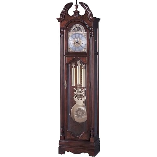 Howard Miller Langston Grandfather Clock, Arabic Numerals with Silver Ring & Decorative Shell, Twinkling Star Effect with Single-Chrime Movement Perfect for Living Room & Home Decor