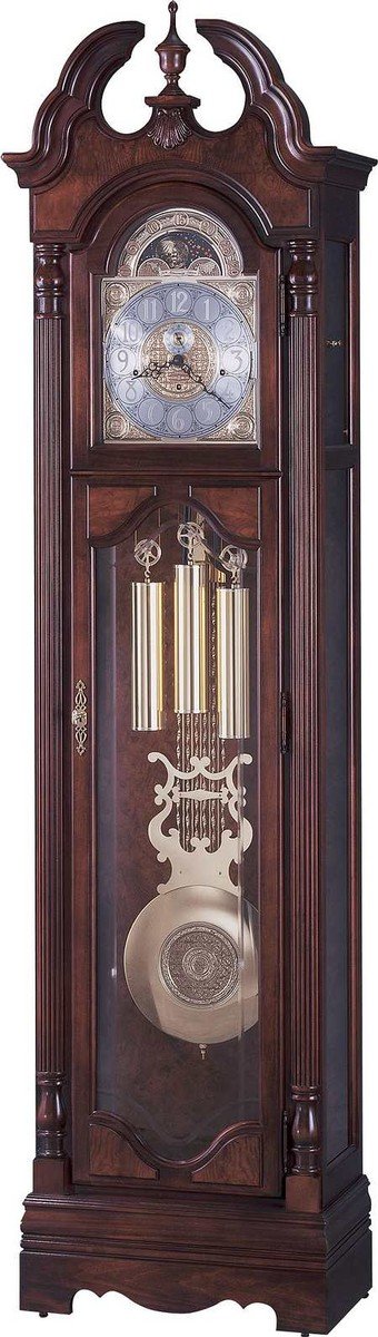 Howard Miller Langston Grandfather Clock Arabic Numerals with Silver Ring Decorative Shell Twinkling Star Effect with Single-Chrime Movement