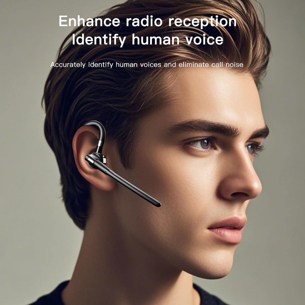 eppfun Auricolare Mono Bluetooth 5.4, Cuffia Mono Wireless con Cancellazione del Rumore Doppio Mic per Ufficio Lavoro Guida