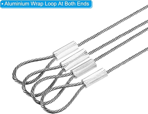 Miniatura 4 de PATIKIL Cable de seguridad de 8 pulgadas, paquete de 6 luces de escenario de acero inoxidable de 7.9 in x 0.047 in con doble bucle para iluminación