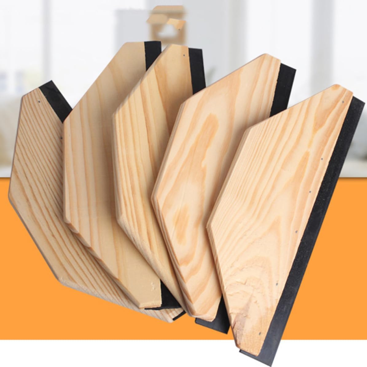 BESPORTBLE Wall Sticker Scraper Easy to Apply and Remove Adhesive and Film Smooth Edge 5 Pcs with Wood Handle and Plastic Blade, Film Scraper Tool for Car and Wall for Indoor and Outdoor