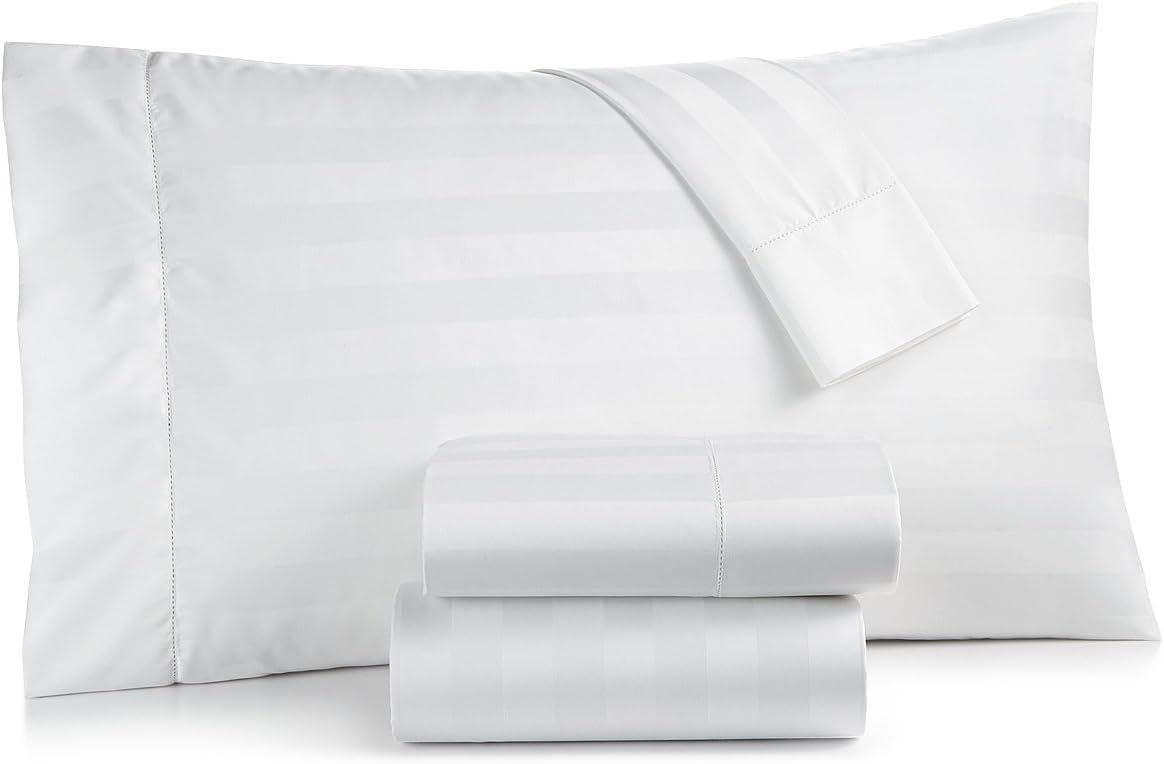 Charter Club Damask Stripe King 4-Pc Sheet Set, 550 Thread Count Pure Supima Cotton (White)
