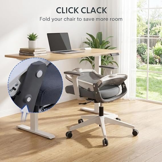 FLEXISPOT Ergonomic Office Chair, Folding Office Chair for Small Spaces with Adjustable Lumbar Support, Armrest and Headrest, Mesh Desk Chair with Footrest for Home Work, Flora & Fauna Serie