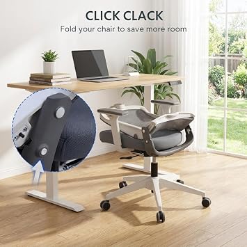 FLEXISPOT Ergonomic Office Chair, Folding Office Chair for Small Spaces with Adjustable Lumbar Support, Armrest and Headrest, Mesh Desk Chair with Footrest for Home Work, Flora & Fauna Serie