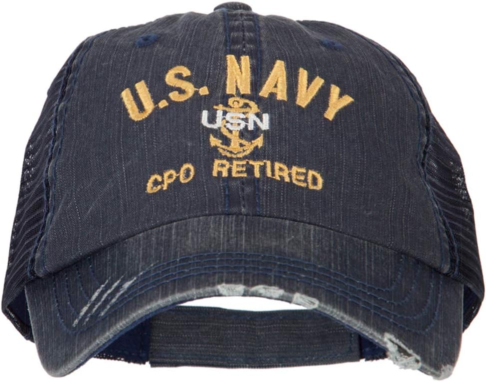 e4Hats.com US Navy CPO Retired Embroidered Low Profile Cotton Mesh Cap