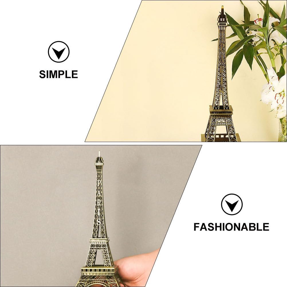 HOMSFOU Vintage Eiffel Tower Model 3D Architectural Craft Alloy Figurine Desktop Decor Landmark Ornament Gift