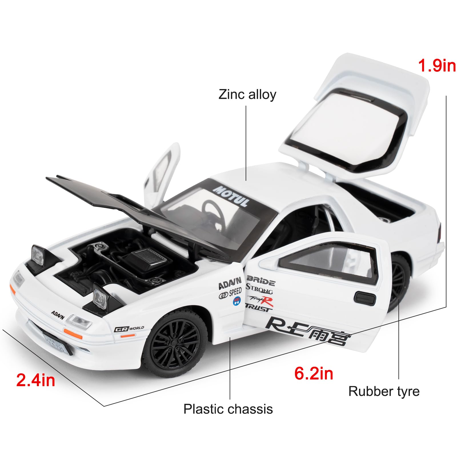 imtfzct 1/32 Mazda RX7 Model Car, Alloy Die-casting Toy Cars, Collectible Toy Model Cars - Image 2