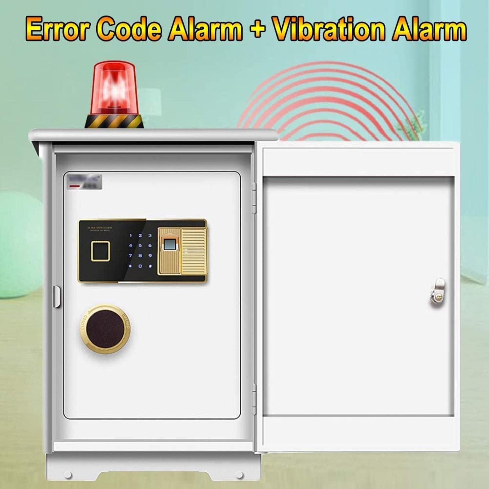 Scatola di Sicurezza Digitale Elettronica Cassetta di Sicurezza biometrica per Impronte digitali Home Acciaio S, Display a LED, per Ufficio Hotel (Bianco A)