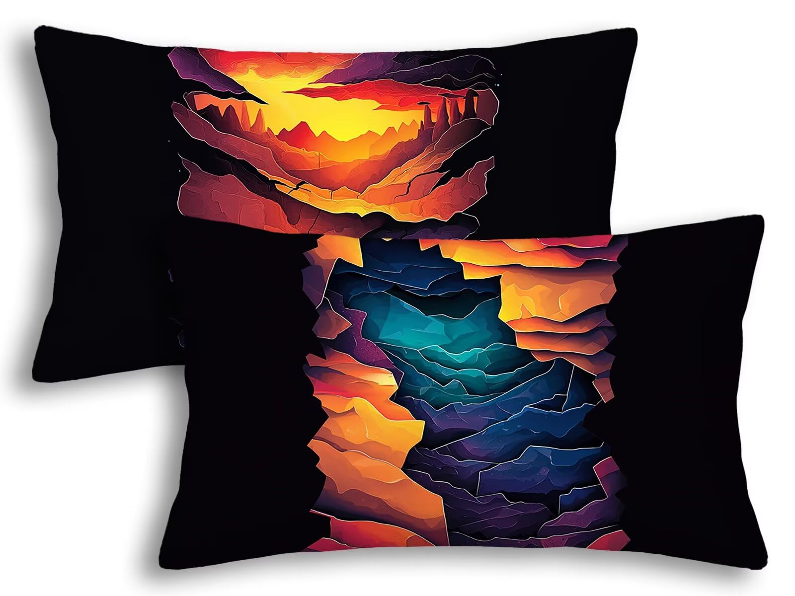 Taie oreiller 40x80 paysage : lot de 2 housses de coussin déco double face