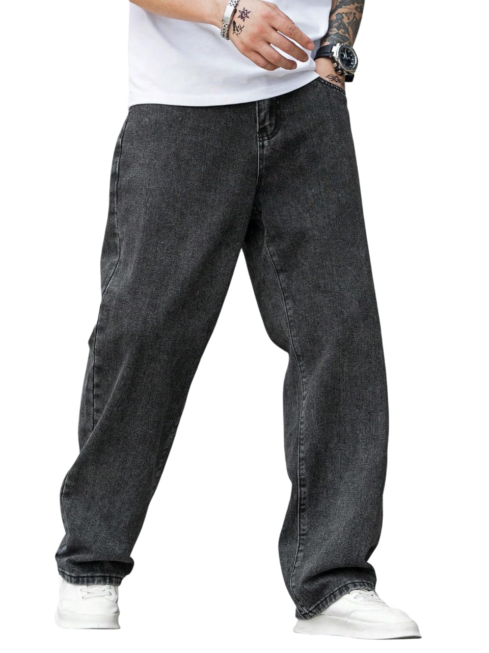 dockstreet Men Baggy Denim Jeans in Pure 100% Cotton Denim || Stretchable (Jet Black) and Stretchable (Colored) Jeans || Unisex Designs||Jeans||-picture-19
