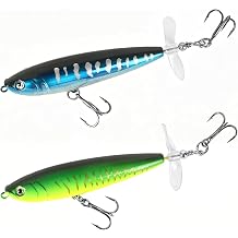 Whopper Fishing Lure for BassPopper Top Water Fishing Lures with Floating Rotating Tail Barb Treble Hooks Saltwater Freshwater Plopping Lures Kit