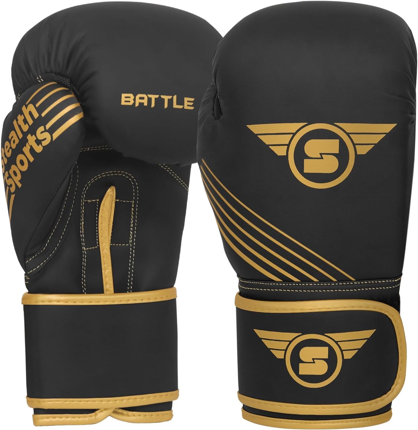 Stealth Sports Boxing Gloves โ PU Leather Sparring Gloves Men Women โ 8 10 12 14 16 Oz - Training Mitts, MMA, Muay Thai โ Punching Bag, Focus Mitts Pads Speed Ball Workout Kickboxing Gloves