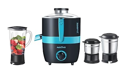 Activa Juicomatic Powerful 600 Watt Juicer Mixer Grinder With 3 Jar Comes With 2 Years Warranty, 600 Watts - Black