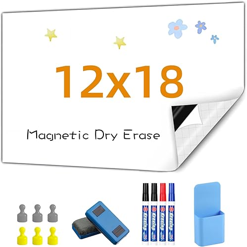 Miniatura 9 de Papel de contacto magnético para pizarra blanca, 47 x 94 pulgadas, adhesivo magnético de borrado en seco en la pared, fácil de escribir para niños,