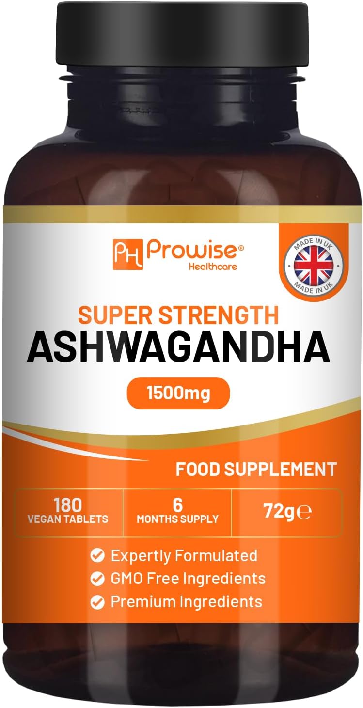 – Ashwagandha 1500mg 180 Vegan Tablets | 6 Months’ Supply | Pure High Strength Ashwagandha Root Extract | Made in UK by Prowise Healthcare