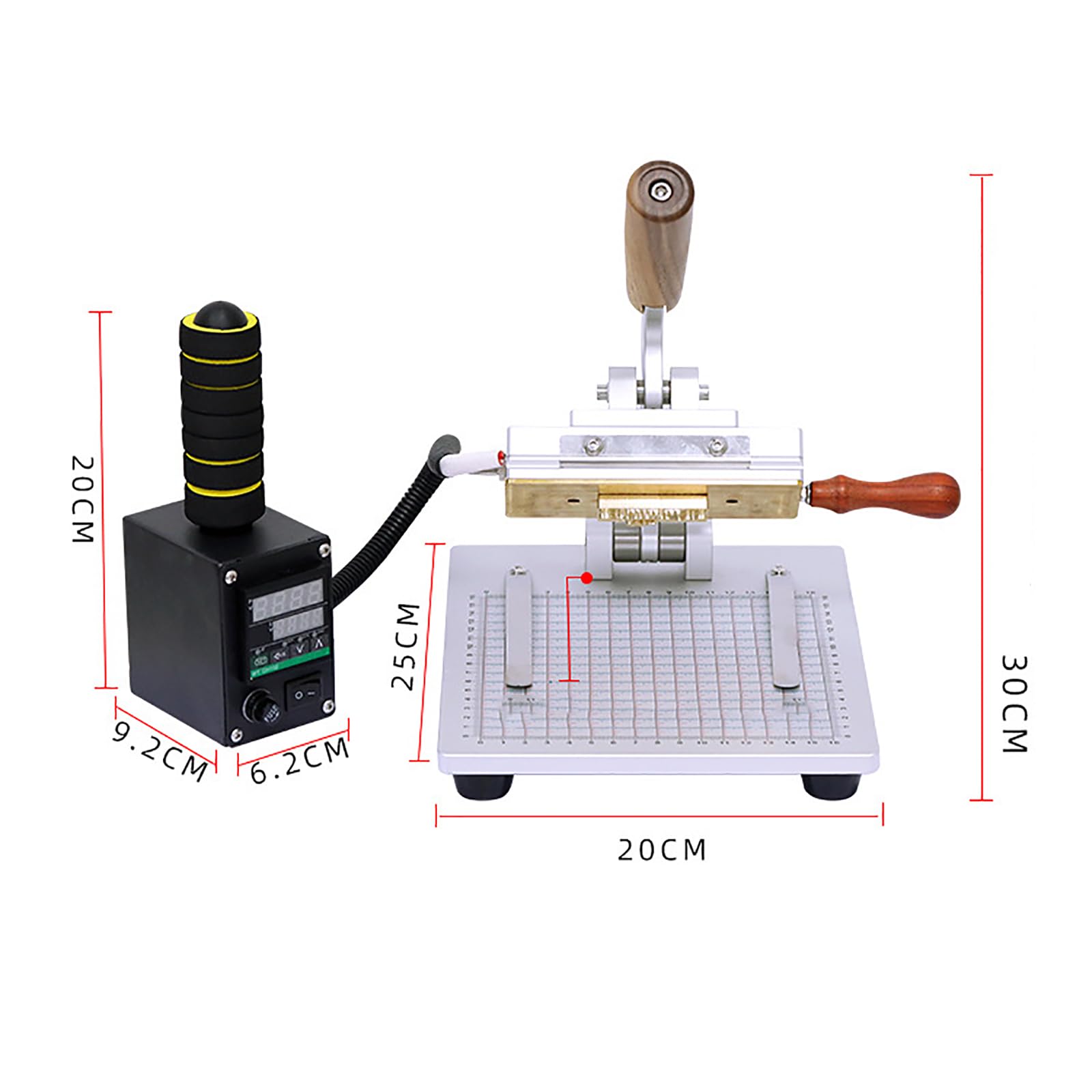 Macchina per stampa a caldo di precisione con display digitale, piastra 14x4,4 cm per imballaggi.