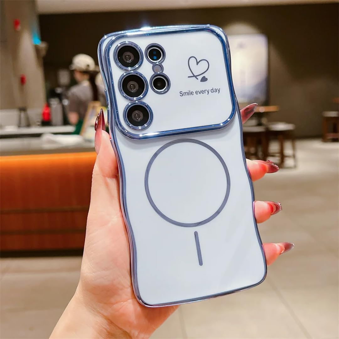 Funda magnética con relieve ondulado para carga inalámbrica eficiente en Galaxy S22 Ultra 7